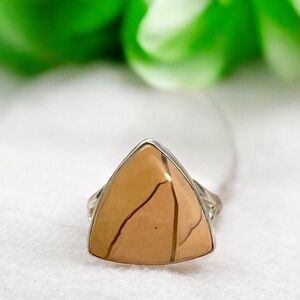 Brecciated Mookaite Jasper Sterling Silver Ring 925 Size 7